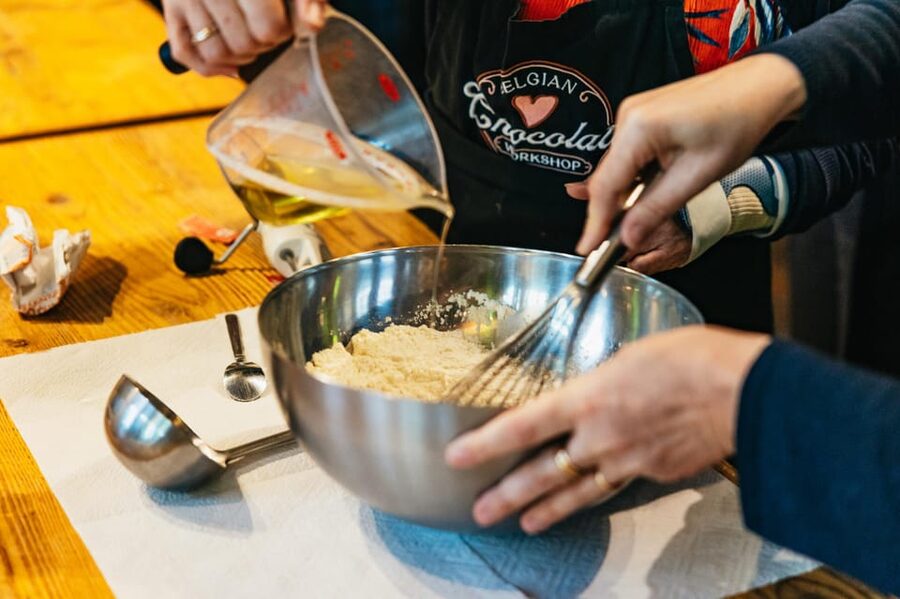 Brussels: Waffle Making Workshop - All You Can Eat - The fun part after you bake: drinks, photos, and eating on site